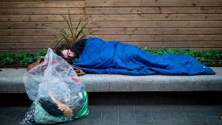 Man sleeping rough in London