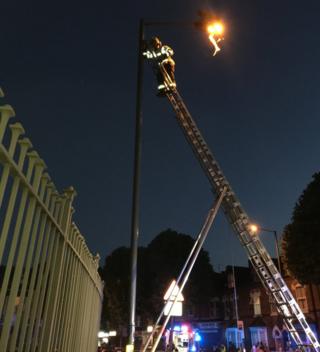Lamp-post rescue in Birmingham
