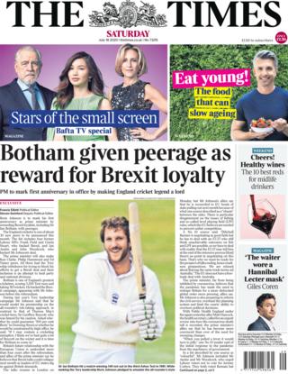 The Times front page 18 July