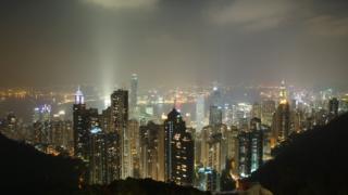 Dusk skyline of Hong Kong
