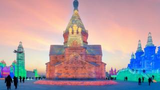 Preparations for Harbin ice and snow festival