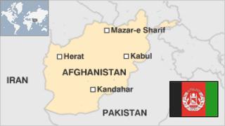 Map and flag of Afghanistan