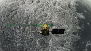 Una imagen distribuida por la agencia ISRO durante el descenso de la nave Vikram a la Luna