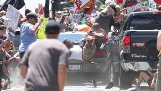 Car ploughs into protesters at Charlottesville protest