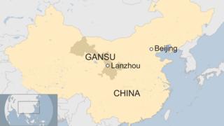 A map showing Lanzhou in China