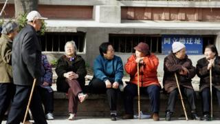 A group of elderly people in China in 2007