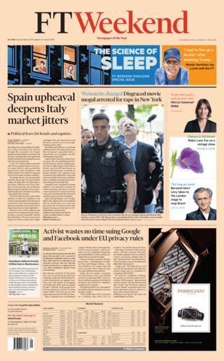 Financial Times Saturday front page