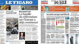 Composite of French and Italian newspapers