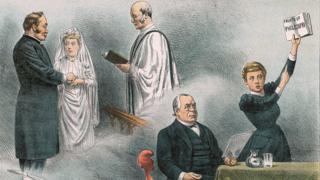 Dibujo de una escena en el juicio