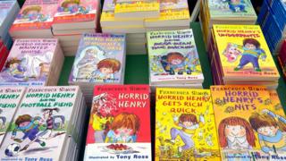 Horrid Henry books for sale at The Guardian Hay Festival, Hay on Wye Powys Wales