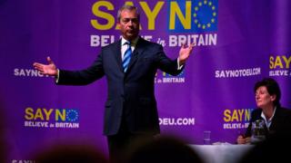 Nigel Farage addresses supporters in Margate during the Say No To The EU tour