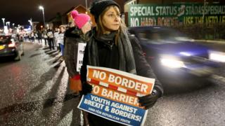 Anti-hard border protestor
