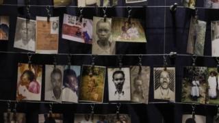 Images of Rwandan genocide victims offered by survivors are exhibited at an exhibition at the Genocide Memorial in Gisozi, Kigali