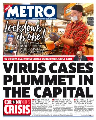 The Metro front page 22/05/20