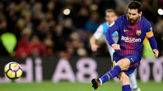 Lionel Messi of Barcelona in action