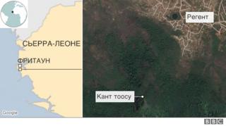 Сьерре-Леондогу кырсык болгон жердин картасы