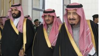 محمد بن سلمان ومحمد بن نايف والملك سلمان