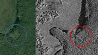 Canadian Space Agency satellite images showing the lost Mayan city