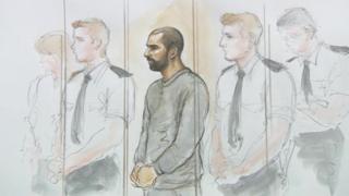 Artist's impression of Ajay Jetha in court