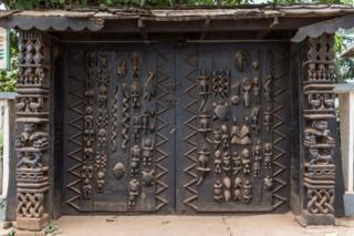 The entrance of the Ethnographic Museum Senou Adande in Porto Novo, Benin - November 26, 2018