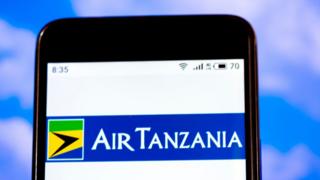 In this photo illustration the Air Tanzania Company Limited logo is seen displayed on a smartphone.