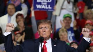 US President Donald Trump at a campaign rally in El Paso, Texas