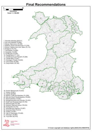 Map of Welsh MPs seats redrawn as number to be cut to 32 - BBC News