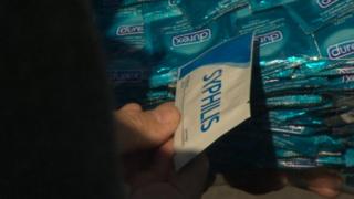 Counterfeit condoms and Syphilis test strips