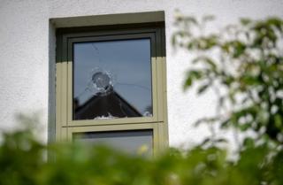 Broken window at Starnberg police station
