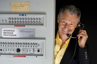 UCLA professor of computer science Leonard Kleinrock with the first IMP