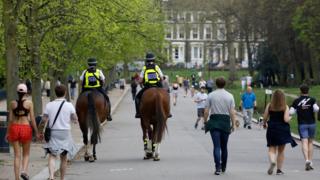 Mounted police in Victoria Park April 11