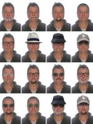 Polícia Federal divulgou retratos com possíveis disfarces de Battisti