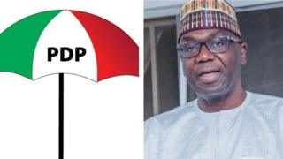 Aworan Gomina Kwara ati ami idanimọ ẹgbẹ PDP