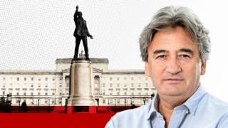 Graphic of Fergal Keane in front of Stormont