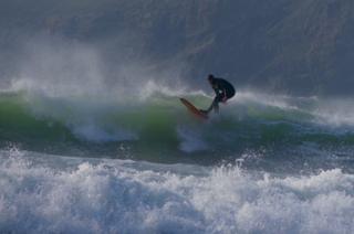 A surfer on a wave