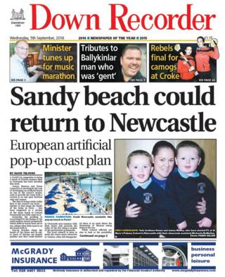front page of the Down Recorder Wednesday 5 September 2018