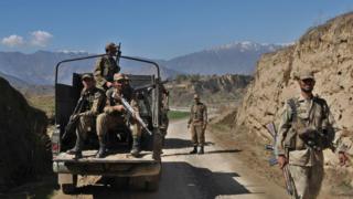 File photo of Pakistani soldiers in Damadola in the Bajaur tribal region on March 2, 2010.