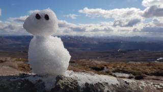 A snowman on top of Ben Mor Coigach