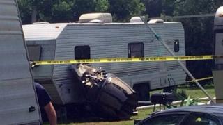 Parts of the F-16 landed in a nearby mobile home park