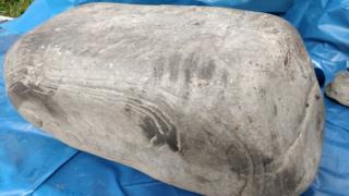 Pictish handprint on stone anvil