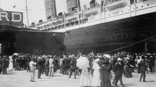 The Lusitania, shown here on its arrival to New York City in 1907, was one of the ships which launched the modern era of leisure cruising