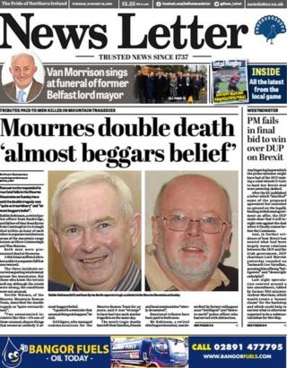 Front page of the News Letter on Tuesday