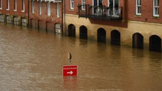 Scenes of flooding in North Yorkshire as the level of the River Ouse rose in York