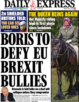 The Daily Express front page 1 June