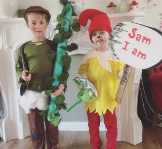 Archie and his brother Ellwood dressed up for World Book Day. Archie is Jack and the Beanstalk and Ellwood is Sam I am