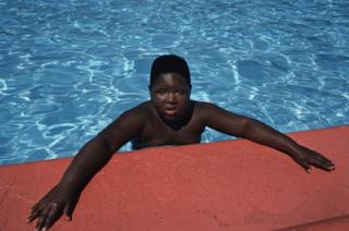 A boy in the pool