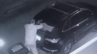The alleged thief outside Mel B's home in Beverly Hills