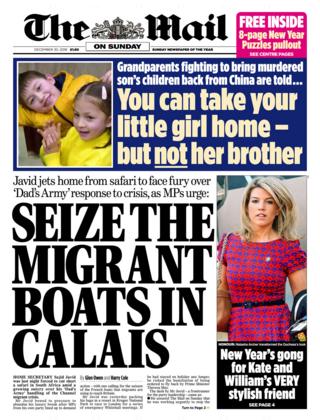The Mail on Sunday front page