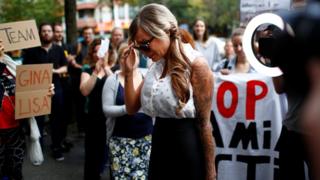 Gina-Lisa Lohfink arrives at the court in Berlin, Germany, June 27, 2016