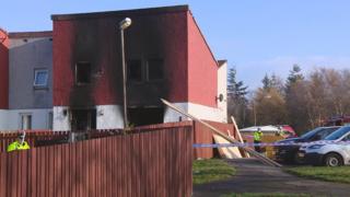 Fire-damaged house
